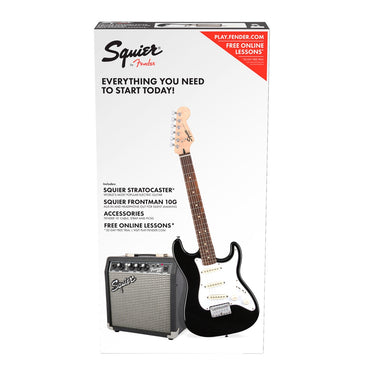 Paquete De Guitarra Elec. Fender Pk Strat Ss Sq10g Blk 120v,0301812006